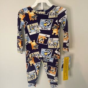 Bluey Cartoon Kids Pajama Set - Navy and Orange